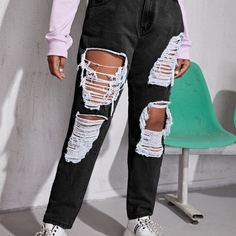 Рваные джинсы размера плюс Shein