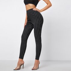 Клетчатый Повседневный Леггинсы Shein