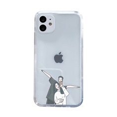 Прозрачный чехол для iPhone с узором супругов Shein
