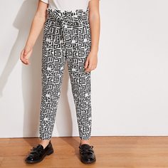 Брюки с геометрическим принтом для девочек Shein