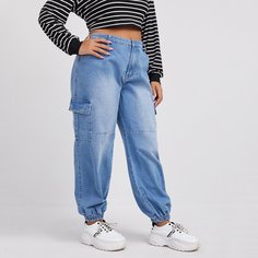 Джинсы размера плюс с карманом Shein