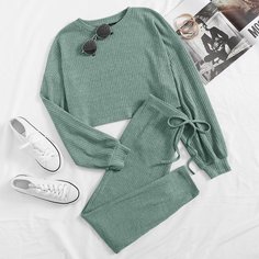 Трикотажная футболка и леггинсы с узлом Shein