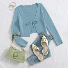 Вязаный кардиган с узлом Shein