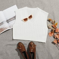 Трикотажный жилет с v-образным воротником Shein