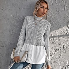 Шнуровка Контрастный цвет Повседневный Футболки Shein