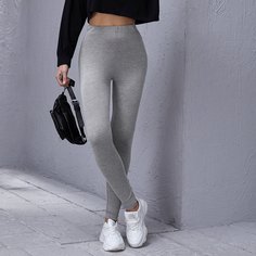 Однотонные леггинсы с эластичной талией Shein