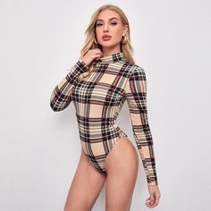 Клетчатый Повседневный Боди Shein