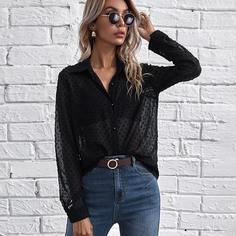 Прозрачный Одноцветный Элегантный Блузы Shein