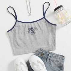Короткий топ с ремешком в полоску Angel and Letters Shein