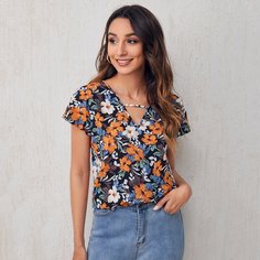 Цветочный Бохо Блузы Shein