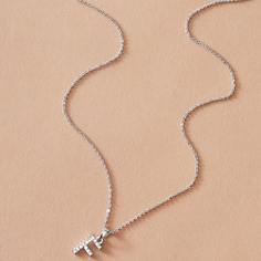 Ожерелье с текстовой подвеской и стразами 1шт Shein