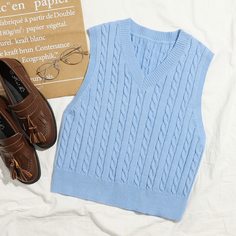 Трикотажный жилет с v-образным воротником Shein