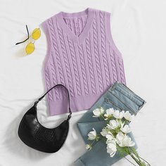 Трикотажный жилет с v-образным воротником Shein