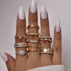Кольцо со стразами 10шт Shein