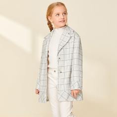 Твидовое пальто с пуговицами для девочек Shein