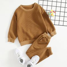 Однотонный свитшот и спортивные брюки для мальчиков Shein