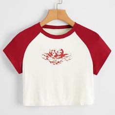 Кроп футболка размера плюс с принтом ангела Shein