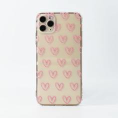 Прозрачный чехол для iPhone с принтом сердечка Shein