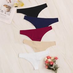 Однотонные трусики 5шт Shein