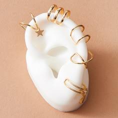 Серьги-жакеты с декором листа и звезды 5шт Shein