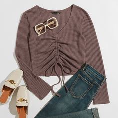 Вязаный топ на кулиске Shein