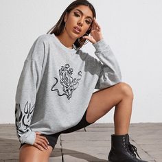 Животный принт Повседневный Свитшоты Shein