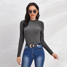 Однотонная трикотажная футболка Shein