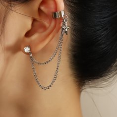 Серьги-кафф со стразами 1шт Shein