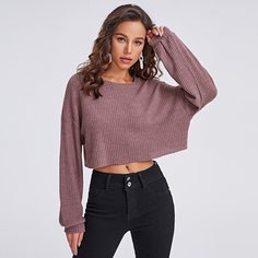 Одноцветный Повседневный Футболки Shein