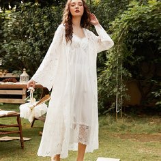 Контрастные кружева Одноцветный Королевский Халат Shein