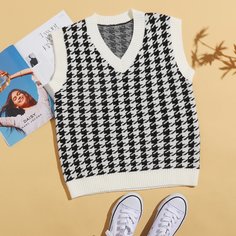 Трикотажный жилет с v-образным воротником и узором "хаундстут Shein