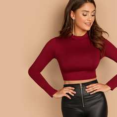 Укороченная Футболка С Длинным Рукавом Shein