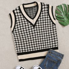Трикотажный жилет с узором хаундстута Shein