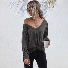 Одноцветный Повседневный Футболки Shein