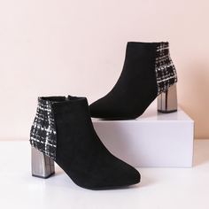 Остроконечные сапоги на массивном каблуке с молнией Shein