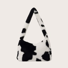 Плюшевая сумка-багет с коровьим узором Shein