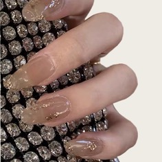 24шт блестящие накладные ногти и 1ш двухсторонняя лента Shein