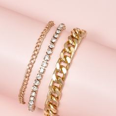 Браслет со стразами 3шт Shein