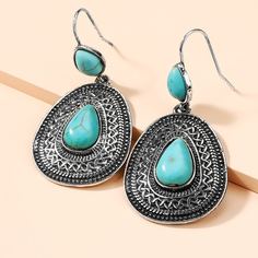 Серьги-подвески с бирюзовым декором Shein