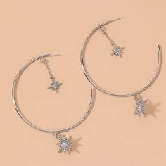 Серьги-кольца со стразами Shein