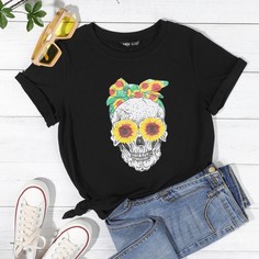 Цветочный Повседневный Футболки Shein