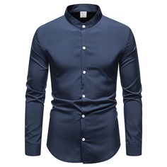 Мужская рубашка с воротником-стойкой Shein