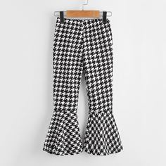 Брюки клёш с узором "хаундстут"для девочек Shein