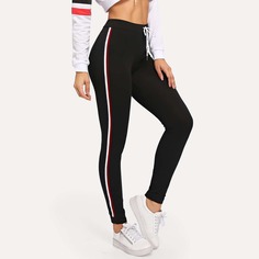 Спортивные Брюки С Лампасами С Поясом На Кулиске Shein