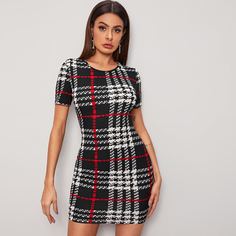 Облегающее платье в клетку Shein