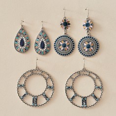 Богемские серьги-подвески с декором цветка 3 пары Shein