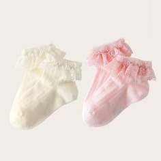 Носки с кружевной отделкой для девочек 2 пары Shein