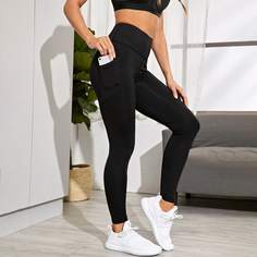 Спортивные леггинсы с широкой талией и карманом для телефона Shein