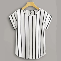Полосатая блузка размера плюс с застежкой сзади и пуговицами Shein