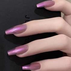 24шт однотонные накладные ногти и 1шт двухсторонняя лента Shein